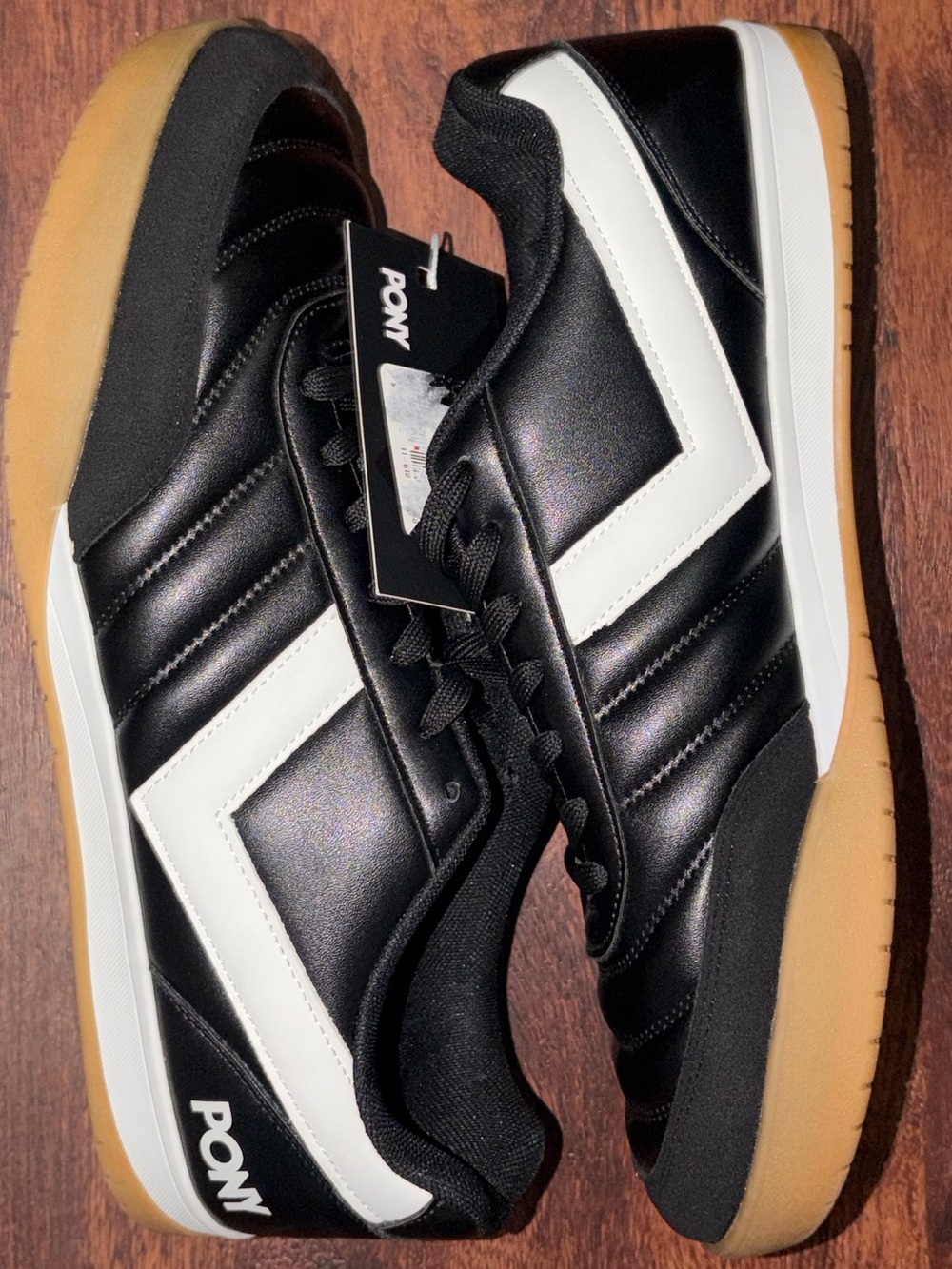 Pony size 13 Men's Black/White Classic Court Sneaker